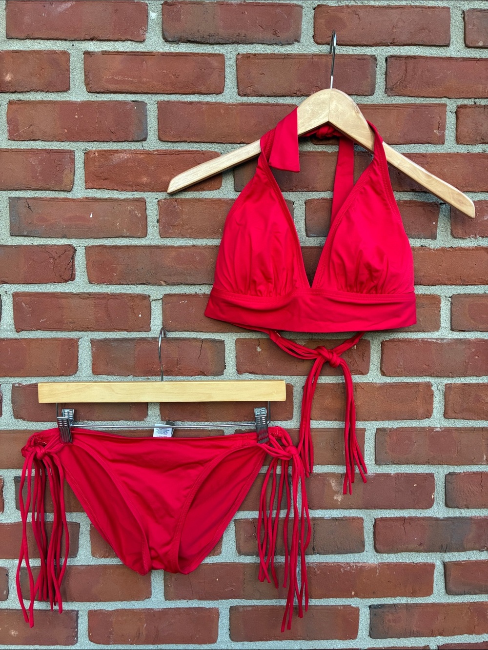 Tommy Bahama Red Halter Fringe Bikini Set